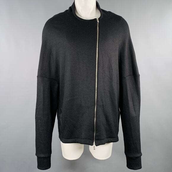 THAMANYAH Size S Black Double Face Wool Cotton Blend Collarless Jacket - Picture 1 of 6